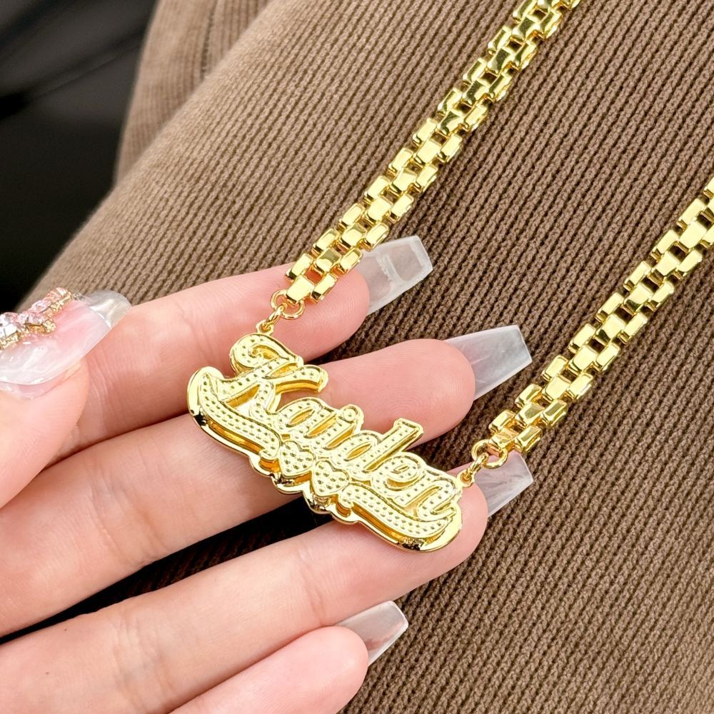 [Copy]Custom Shiny Double Layer Zircon Heart Name Necklace 