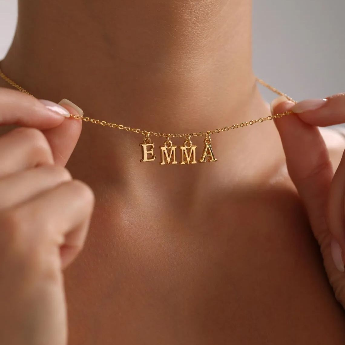 Custom Personalized Minimalist Initial Letters Pendant Name Necklace