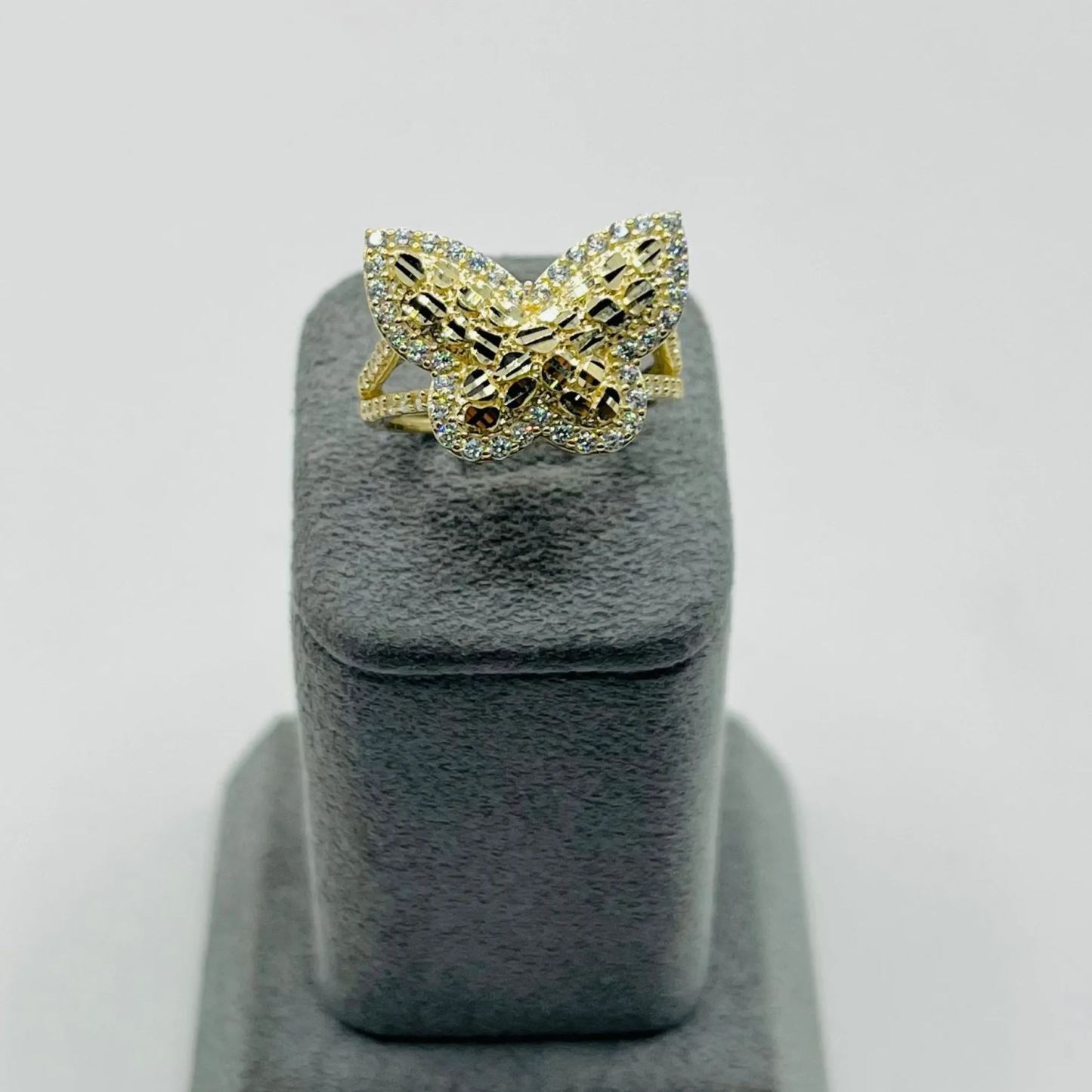  Gold Plated Cz Nugget Butterfly Band Ring