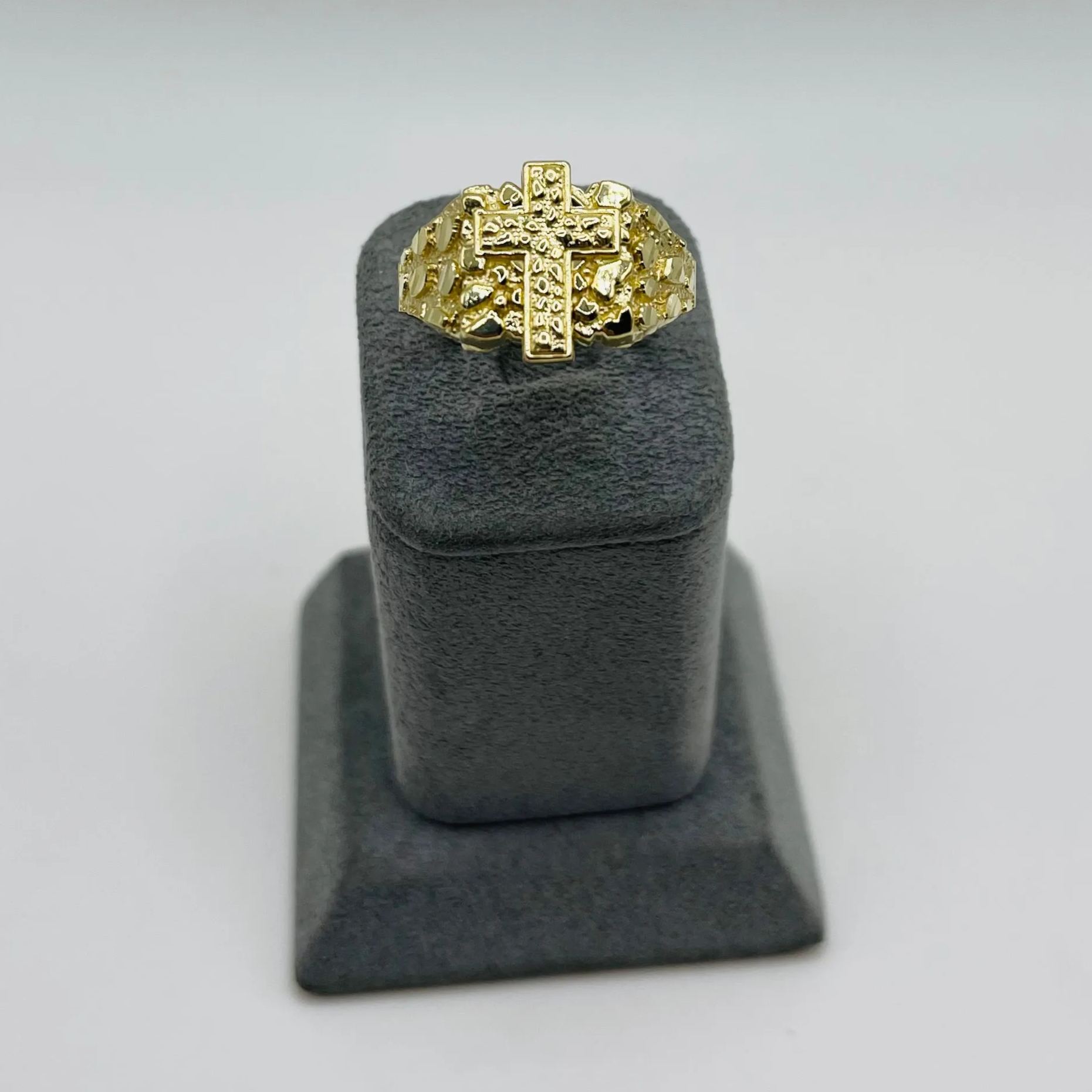 Gold Plated Nugget Cross Nugget Ring