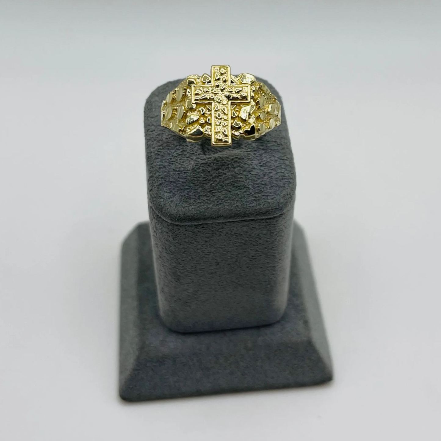 Gold Plated Nugget Cross Nugget Ring