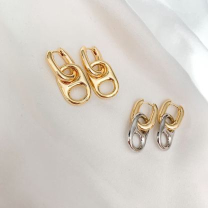 Gold Plated Oval Tube Huggie Hoops with Removable Soda Pop Tab Charms Earrings