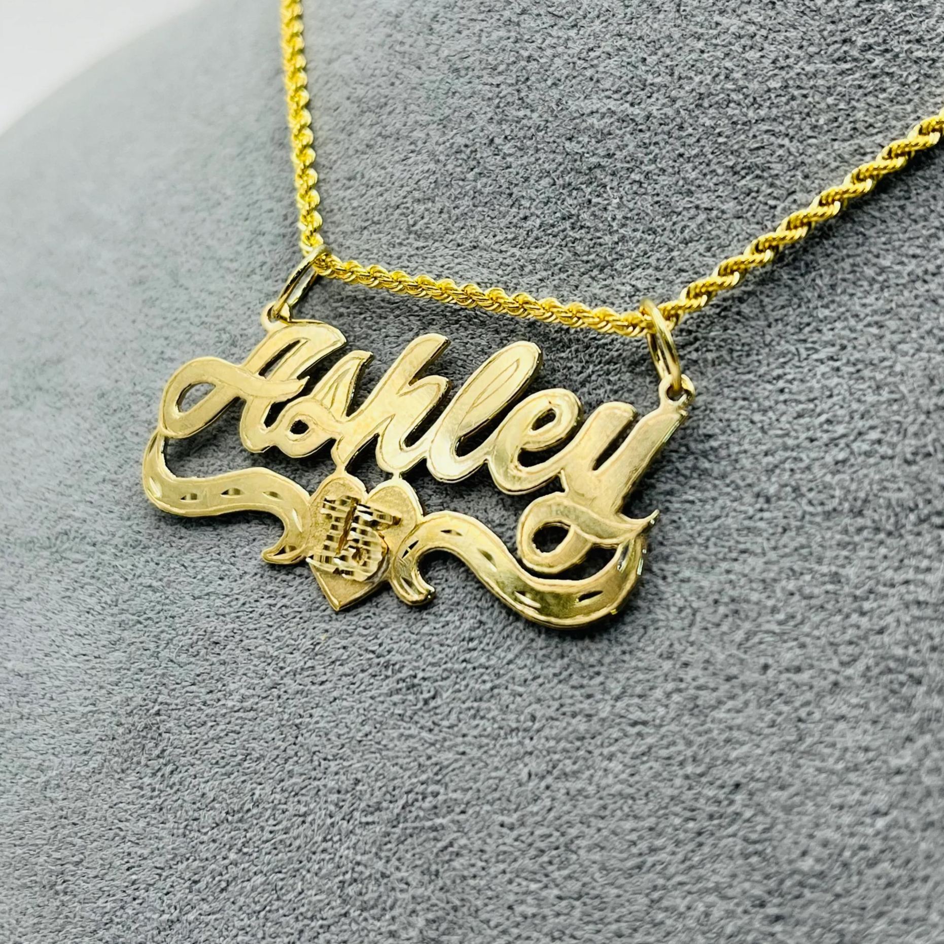 Gold Plated Quinceañera Custom Nameplate Necklace