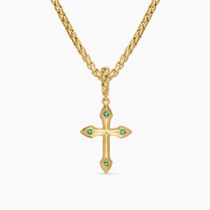 Gold Plated Petite Gothic Cross Amulet Necklace