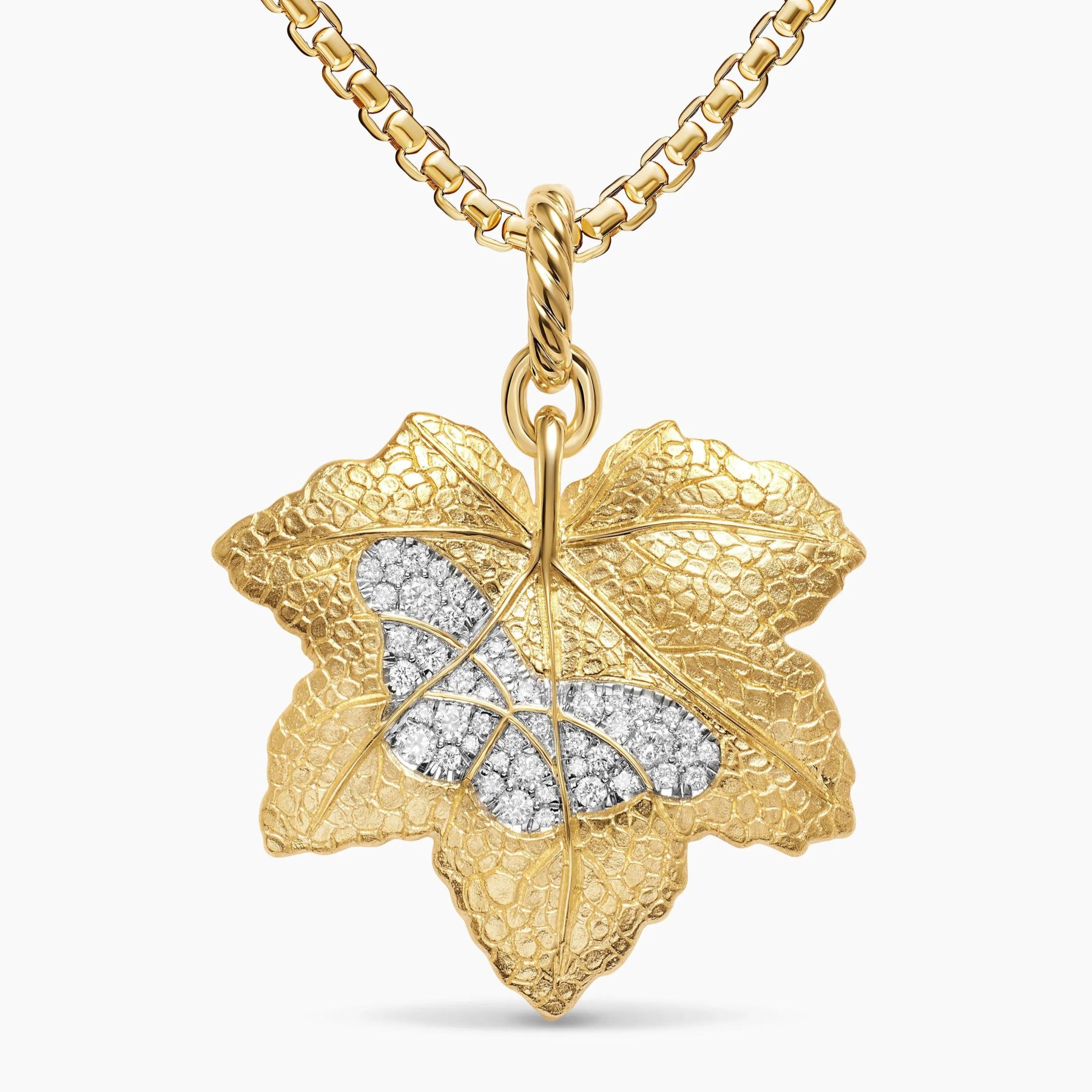Gold Plated Maple Leaf Butterfly Amulet Necklace 