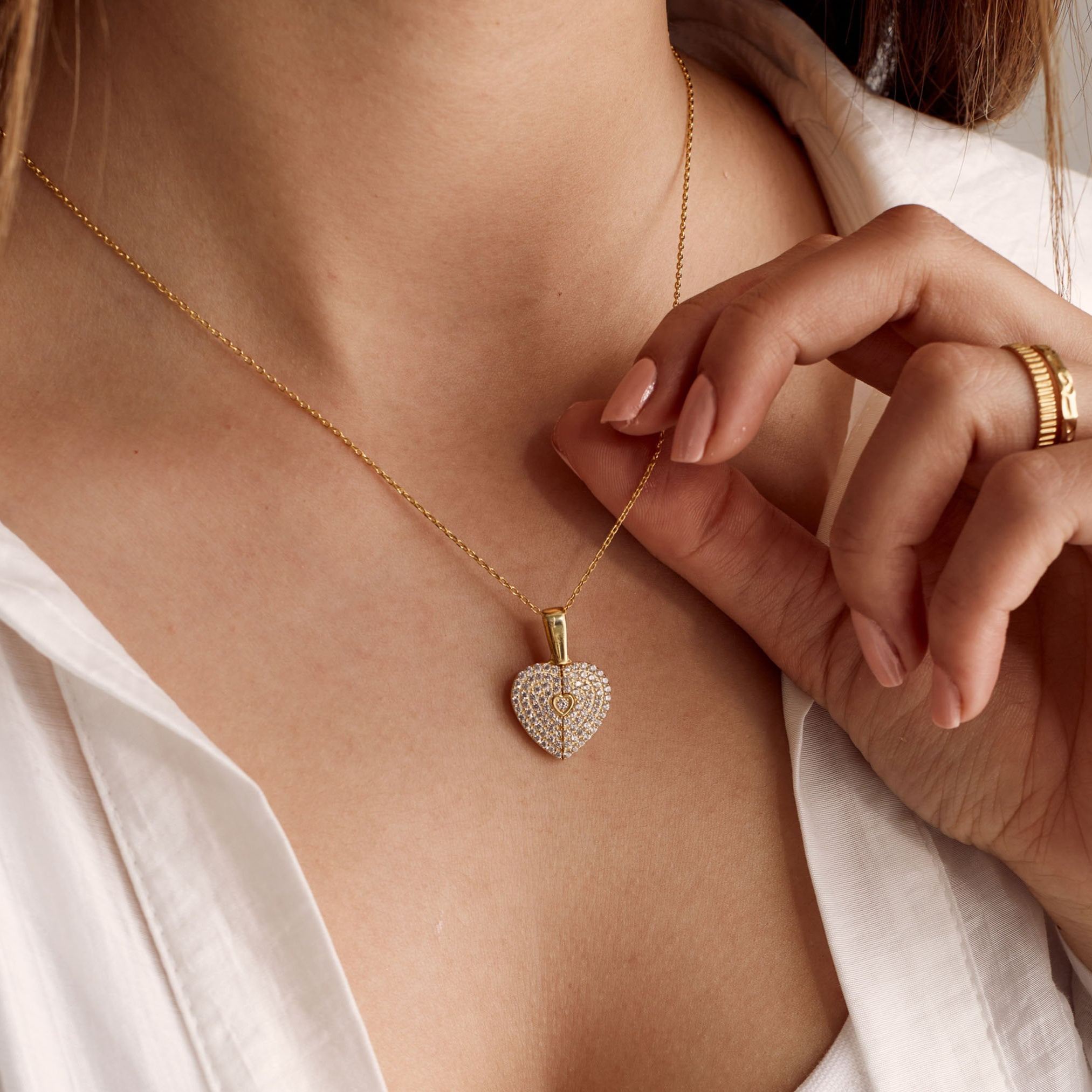 Gold Plated Personalized Heart Necklace With Hidden Names Secret Message