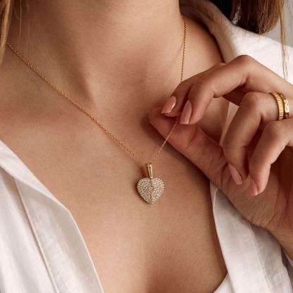 Gold Plated Personalized Heart Necklace With Hidden Names Secret Message