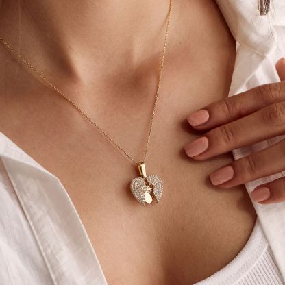 Gold Plated Personalized Heart Necklace With Hidden Names Secret Message