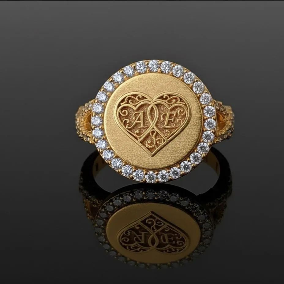 Gold Plated Handmade Valentine's Day Initial Ring