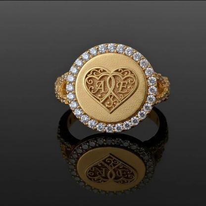 Gold Plated Handmade Valentine's Day Initial Ring