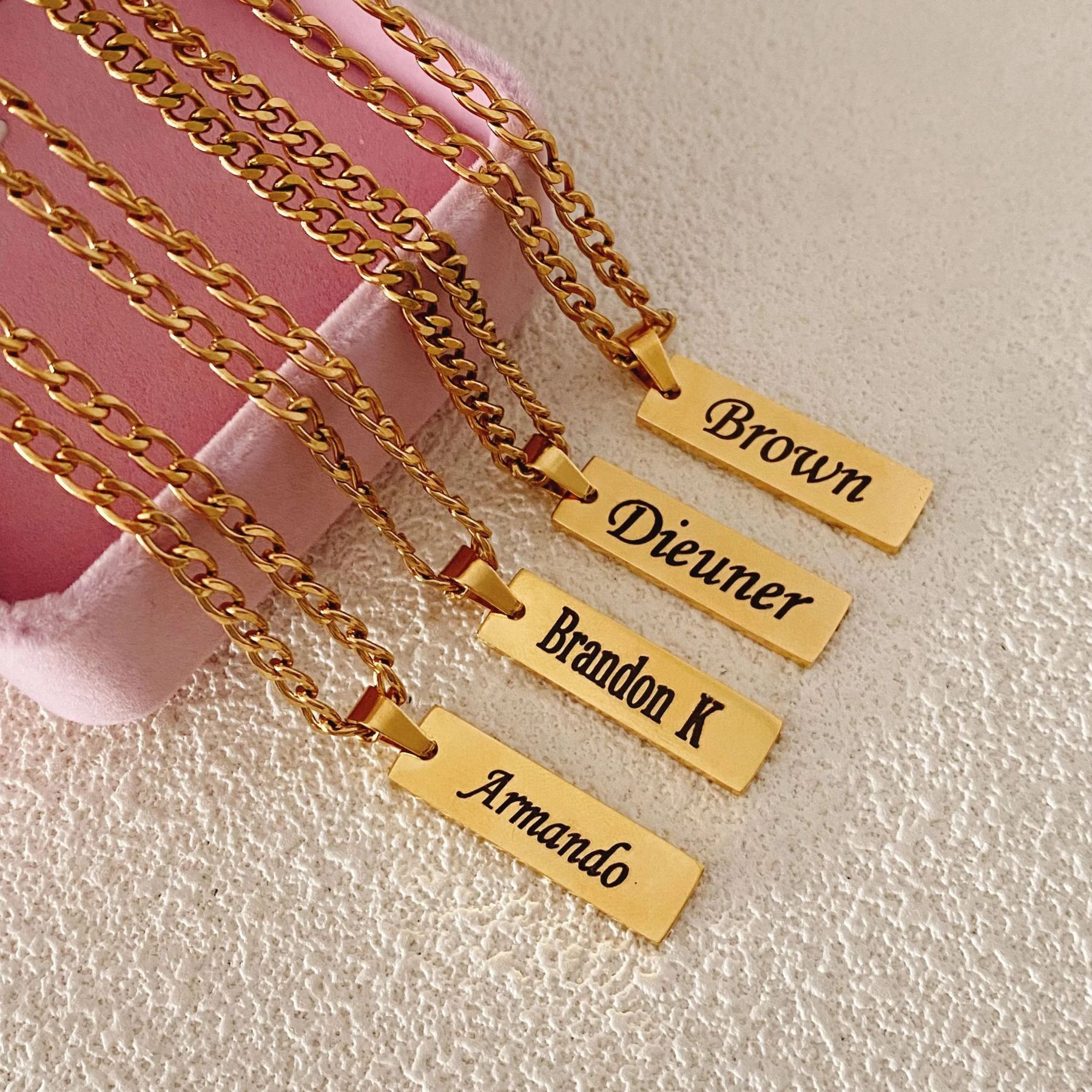 Custom Vertical Rectangular Name Necklace