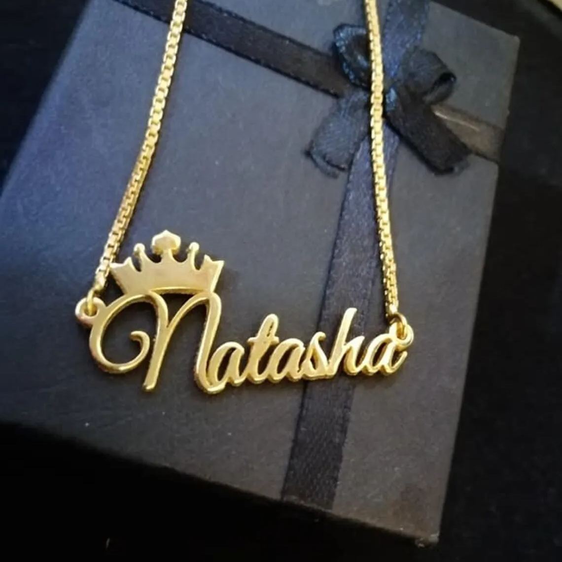 [Copy]Gold Plated Personalized Heart Name Necklace with Birthstone Pendant