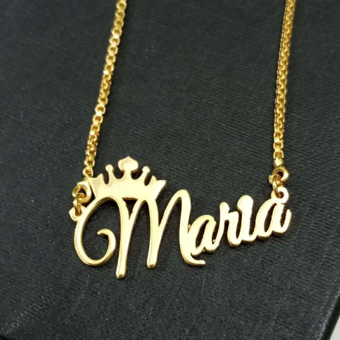 [Copy]Gold Plated Personalized Heart Name Necklace with Birthstone Pendant