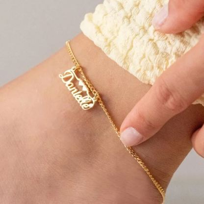 [Copy]Bling Letter Personalized Gold Plated Name Anklet Cuff