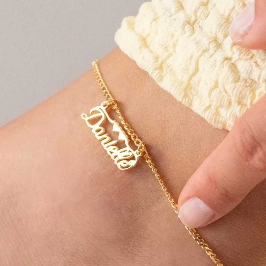 [Copy]Bling Letter Personalized Gold Plated Name Anklet Cuff