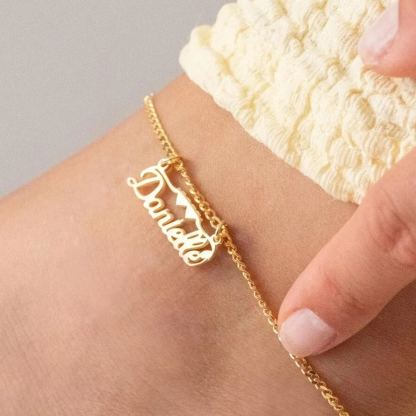 [Copy]Bling Letter Personalized Gold Plated Name Anklet Cuff