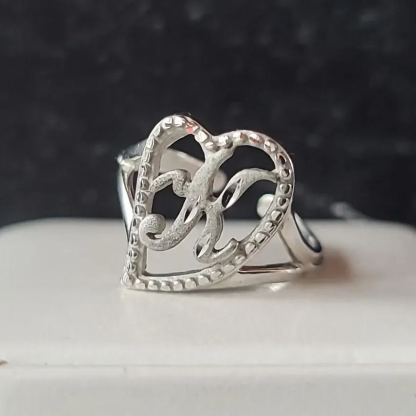 [Copy]Custom Initial Two Tone Diamond Cut 3D Ring