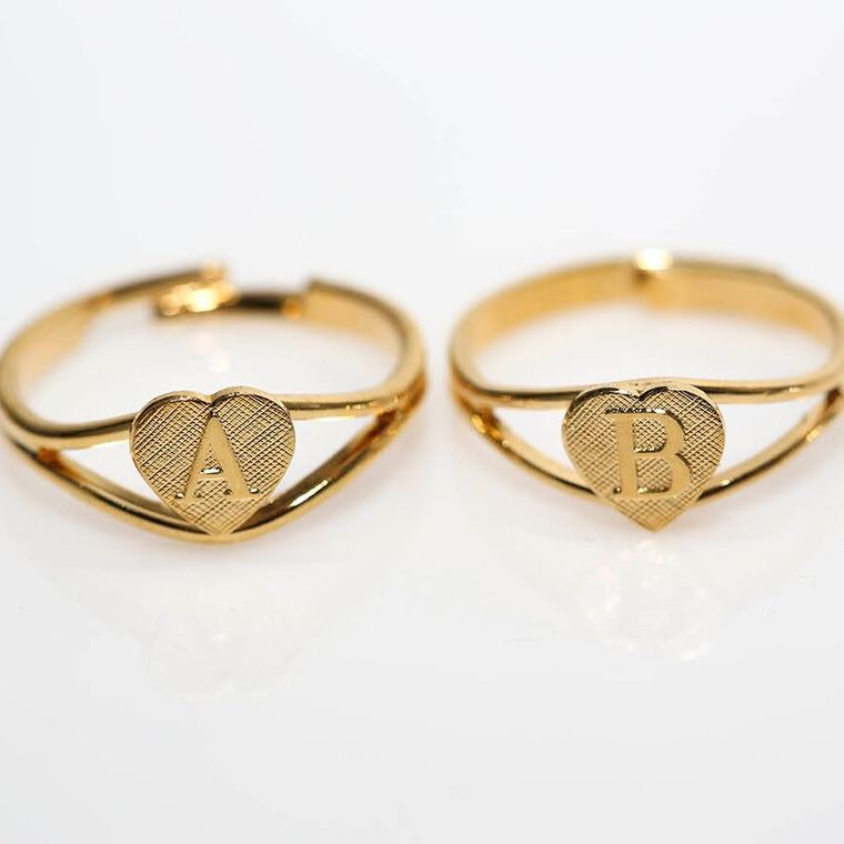 [Copy]Custom Initial Two Tone Diamond Cut 3D Ring