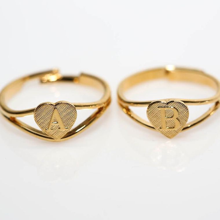 [Copy]Custom Initial Two Tone Diamond Cut 3D Ring