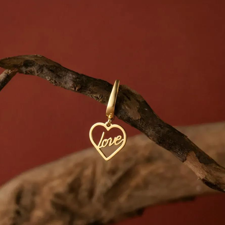 Personalized Heart Name Earrings Gold Plated