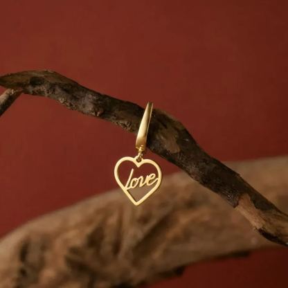 Personalized Heart Name Earrings Gold Plated