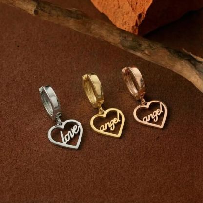 Personalized Heart Name Earrings Gold Plated