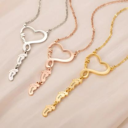 [Copy]Love Mom 1-5 Name Beads and Birthstones Custom Family Pendant Necklace