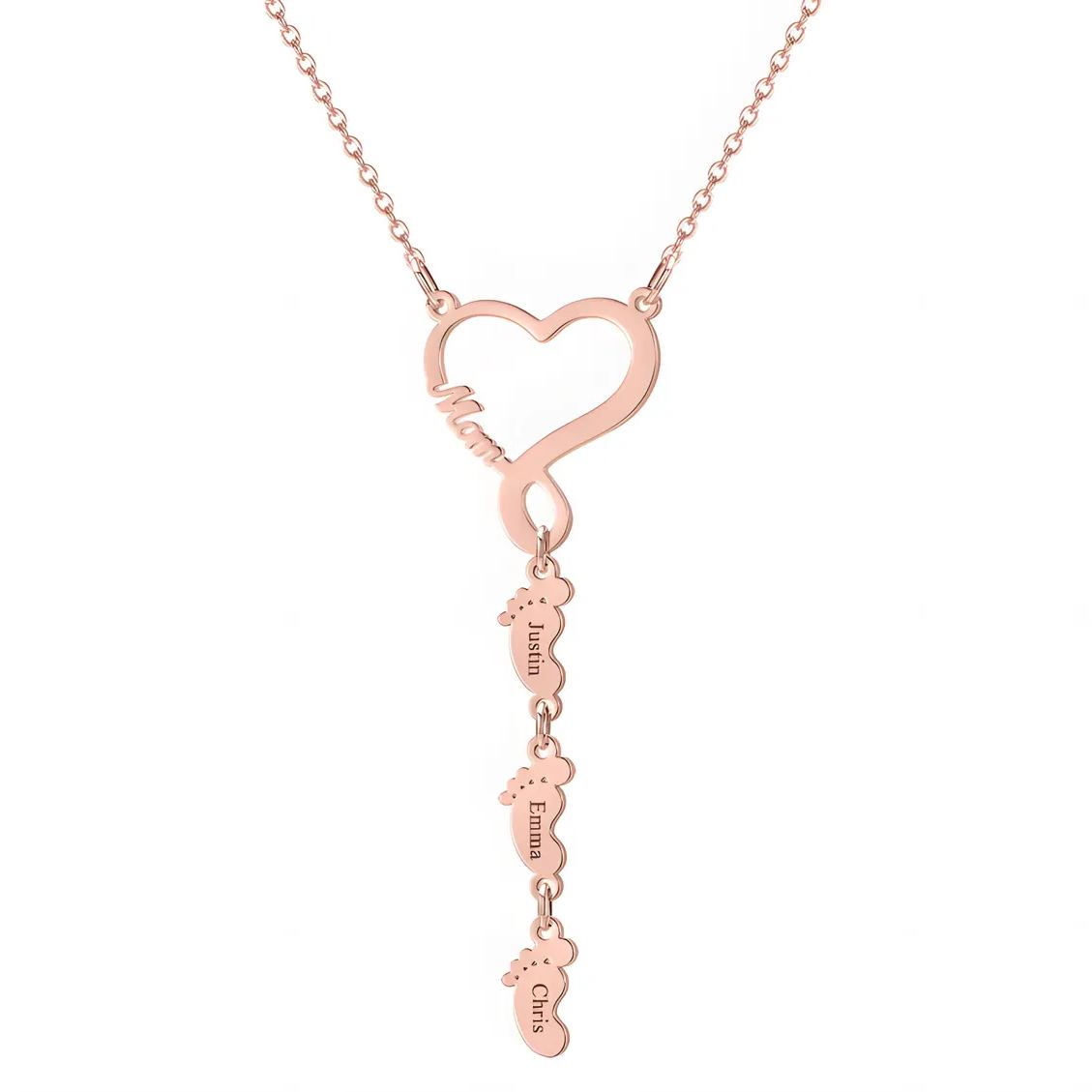 [Copy]Love Mom 1-5 Name Beads and Birthstones Custom Family Pendant Necklace