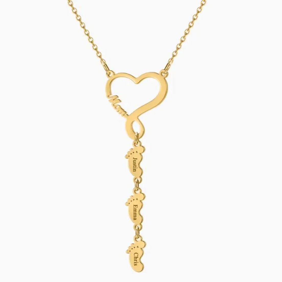 [Copy]Love Mom 1-5 Name Beads and Birthstones Custom Family Pendant Necklace