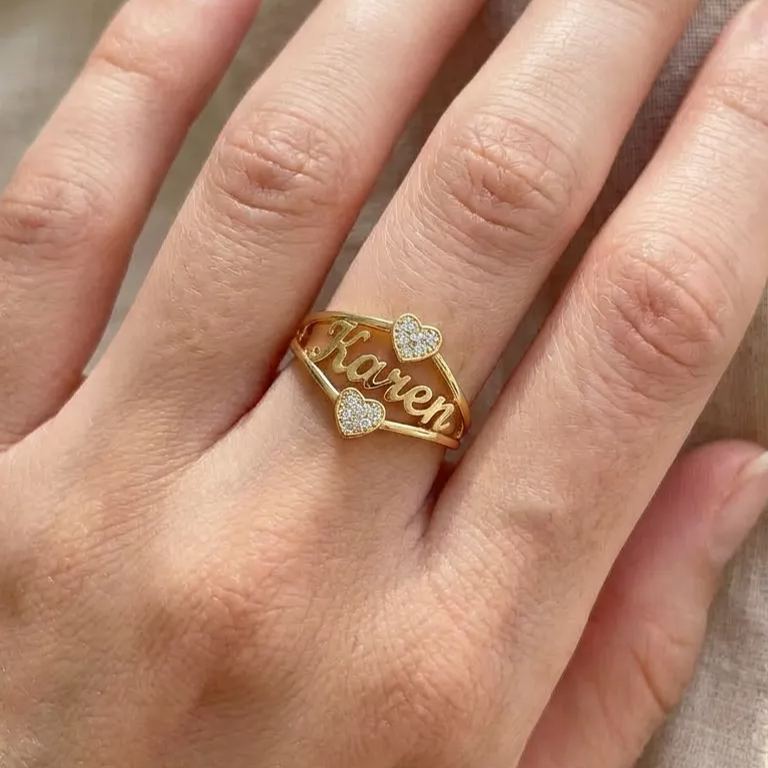 [Copy]Custom Gold Plated Birthstones Round Photo Ring