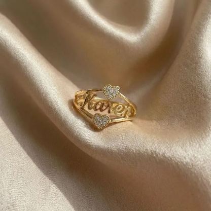 [Copy]Custom Gold Plated Birthstones Round Photo Ring