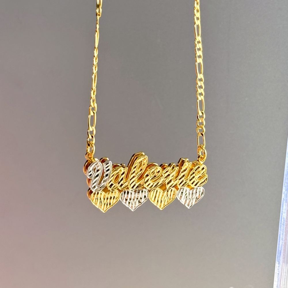 [Copy]Custom Two Tone Double Layer Butterfly Name Necklace English Font