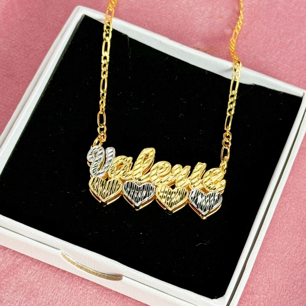 [Copy]Custom Two Tone Double Layer Butterfly Name Necklace English Font