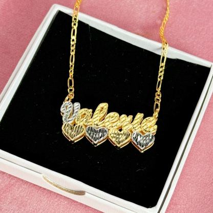 [Copy]Custom Two Tone Double Layer Butterfly Name Necklace English Font