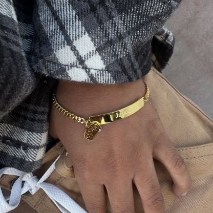 Customized Gold Plated Name ID Bracelet with Crown Baby Gifts