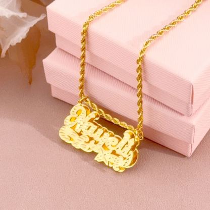 Nameplate Cut Double Layer Custom Name Necklace 