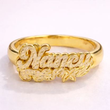 [Copy]Personalized Two Birthstones Flower Name Ring Gift For Mom