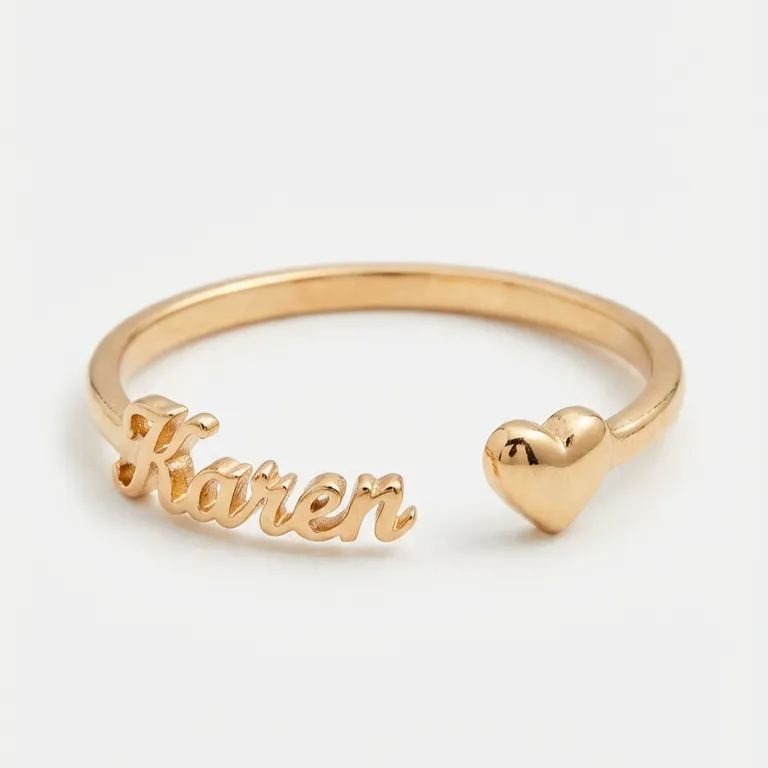 [Copy]Nameplate Cut Double Layer Custom Name Ring Gold Plated