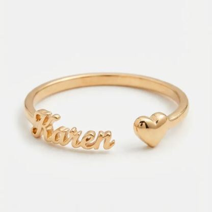 [Copy]Nameplate Cut Double Layer Custom Name Ring Gold Plated