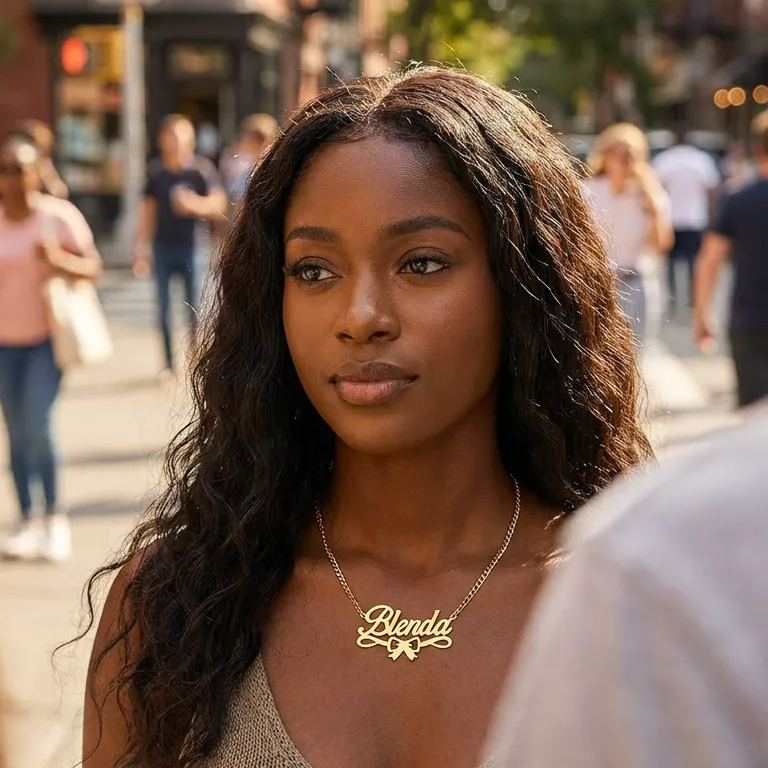 Personalized Gold Plated Bowtie Nameplate Necklace For Girls