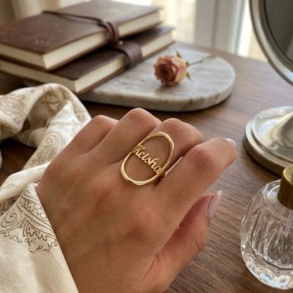 Vintage Gold Plated Metal Oval Name Ring