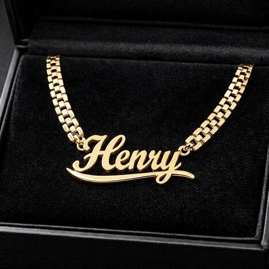 White Gold Customized 10mm Width Rx Chain Style Name Necklace