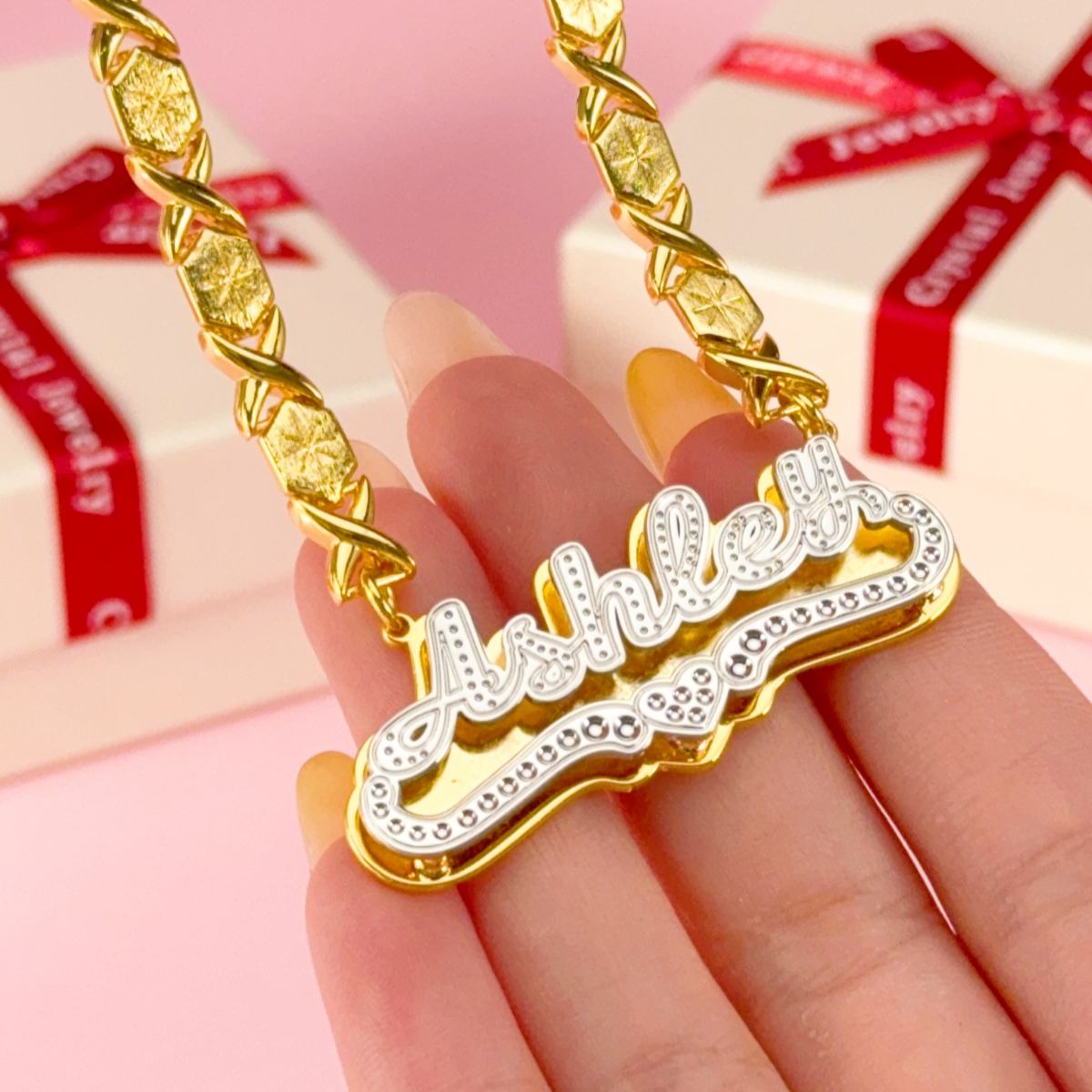 XOXO Chain Double Plated Personalized Name Necklace