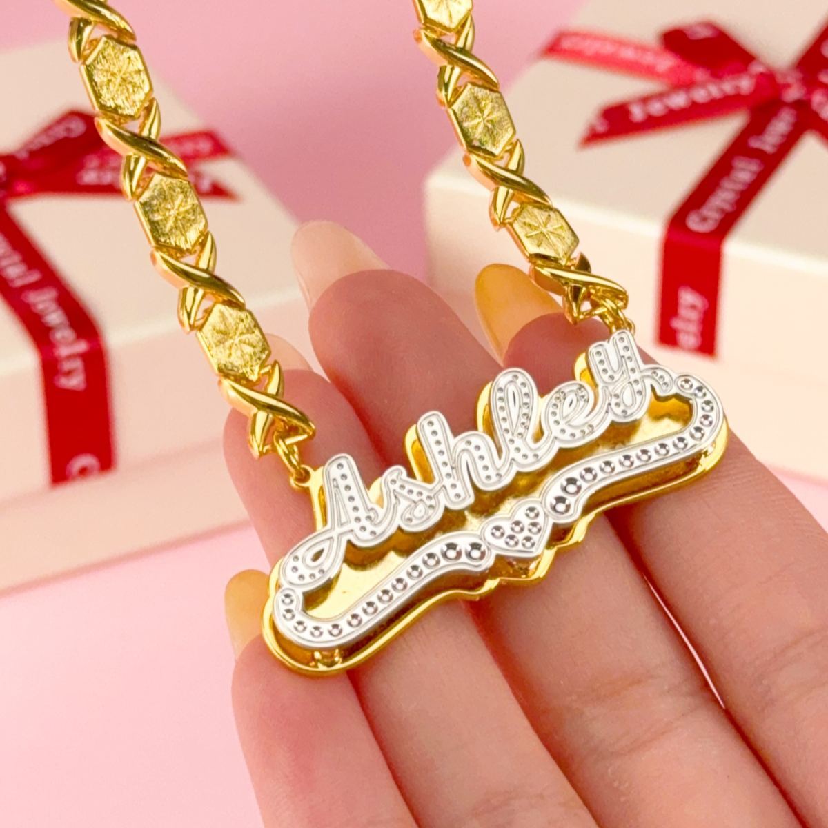 XOXO Chain Double Plated Personalized Name Necklace