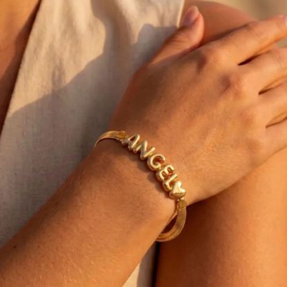 [Copy]Personalized Heart Name Bracelet with Four Birthstones