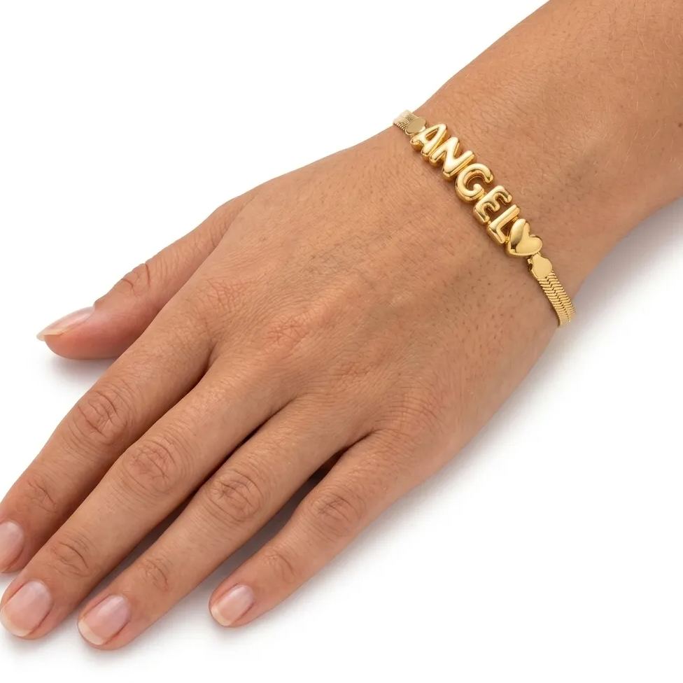 [Copy]Personalized Heart Name Bracelet with Four Birthstones
