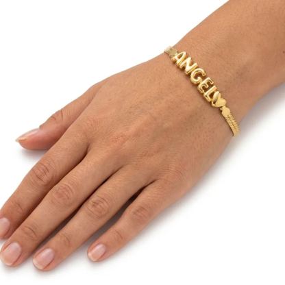 [Copy]Personalized Heart Name Bracelet with Four Birthstones