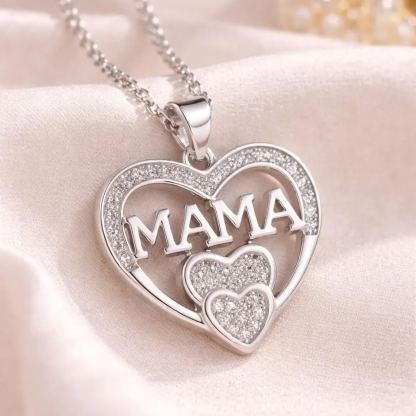 Custom Heart Pendant with Name Necklace Zircon Mom Jewelry