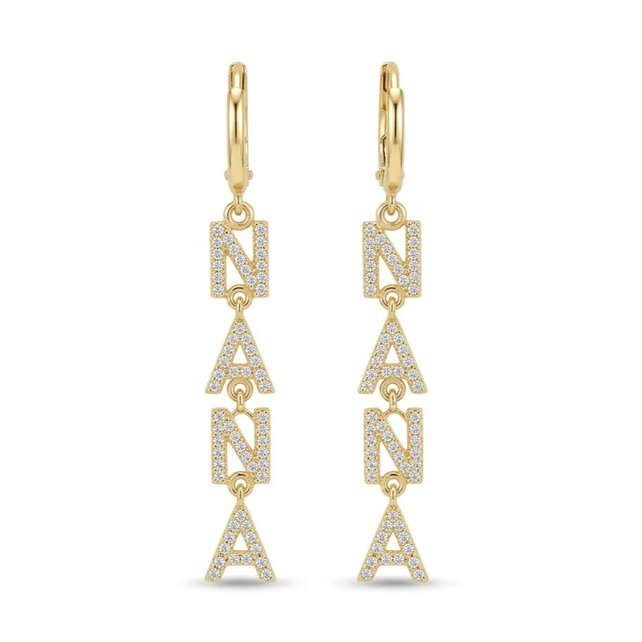 [Copy]Teddy Bear Name Earrings Personalised Custom Gold Plated Name Hoop Earrings 