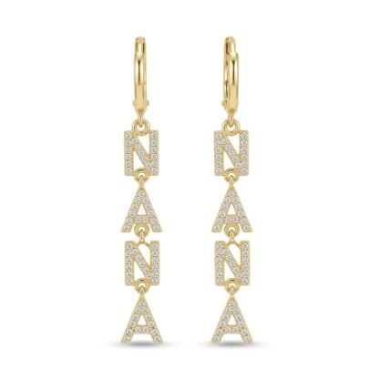 [Copy]Teddy Bear Name Earrings Personalised Custom Gold Plated Name Hoop Earrings 